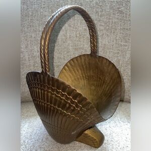Vintage brass clam shell basket